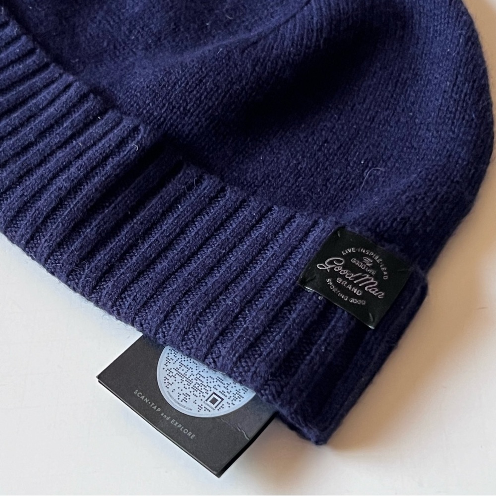 GOOD MAN BRAND MENS WOOL AND CASHMERE BEANIE SKY CAPTAIN BLUE OS NWT